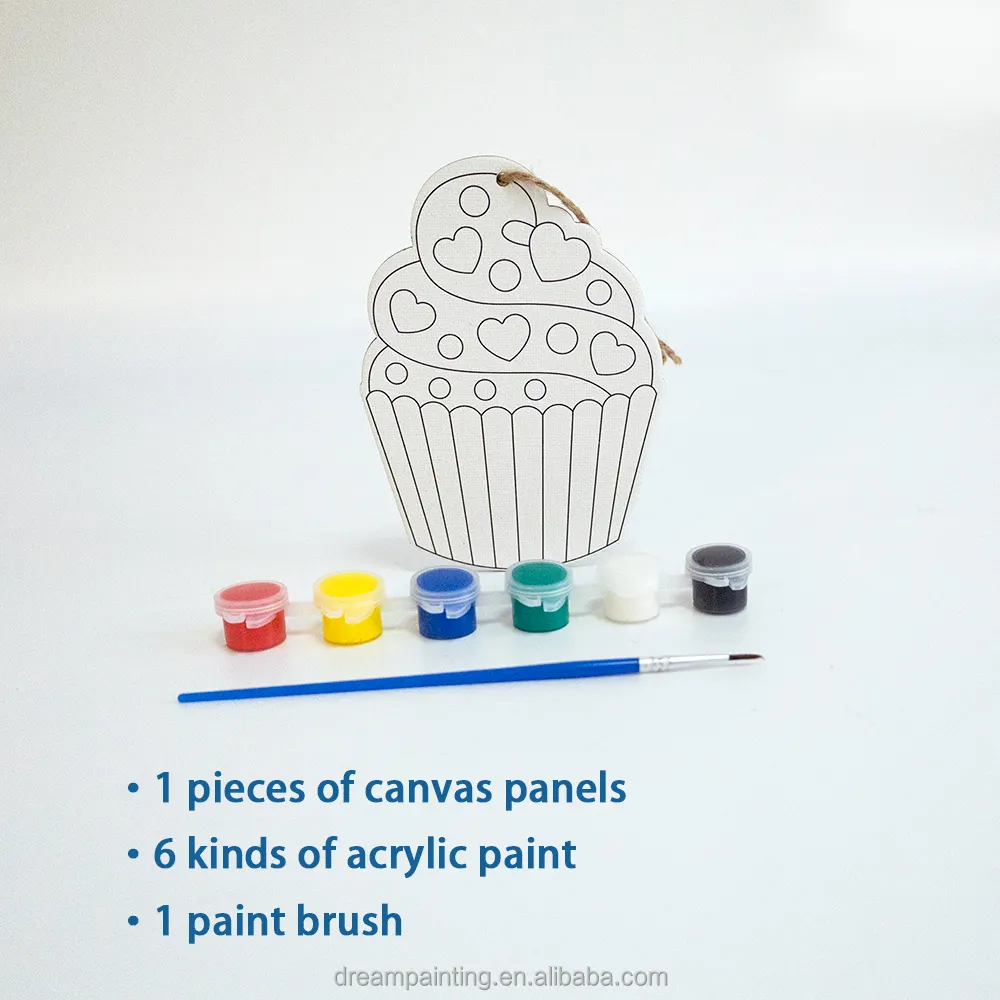 Mini Diy Paining Canvas Eiscreme Design MDF Panel mit Pinsel und Farben Pre Drawn Canvas zum Malen für Kinder