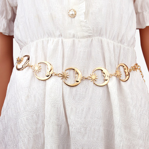 Conjunto de Cadenas Corporales de Moda, Diseño Geométrico de Aleación de Zinc Dorado, Accesorio de Cadena para Cintura Estilo Hip Hop para Uso Diario Femenino - Product Image 4