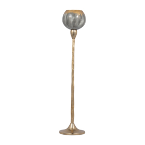 Grand porte-bougie décoratif en verre et métal pour bougies chauffe-plat et pilier, idéal pour centre de table - Product Image 2