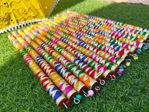 Wholesale Colorful Dandiya Sticks and Kediyos Perfect Decor for Mehndi Sangeet Navratri and Indian <b>Weddings</b> - Product Image 4