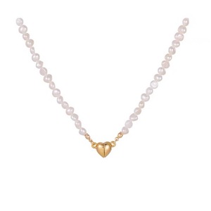 Collar de Perlas de Estilo Barroco Retro Francés para Mujer, Cadena de Clavícula con Diseño Irregular Natural de Corazón de Durazno - Product Image 5