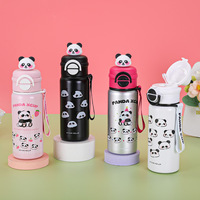 Termo Infantil Seaygift con Diseño de Panda de Dibujos Animados, Acero Inoxidable 316, Portátil, con Doble Pared Aislante y Pajita para Beber