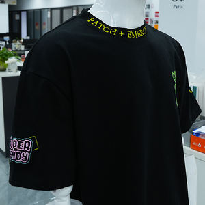 เสื้อยืดโอเวอร์ไซส์ปักโลโก้แบบกำหนดเอง ปักลาย 3 มิติ ผ้าฝ้าย 100% ระบายอากาศได้ดี ไม่เป็นขุย สวมใส่สบายสำหรับผู้ชาย - Product Image 5