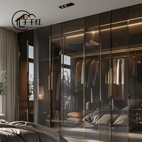 Ensemble de meubles de chambre à coucher de luxe moderne avec armoire de rangement à porte vitrée, armoire d'angle en forme de L pour la décoration d'hôtel et de maison