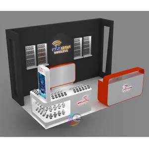 Conception professionnelle 3d Max pour la conception de kiosque de téléphone de centre commercial de détail de stand avec la cabine moderne de centre commercial de téléphone de Led