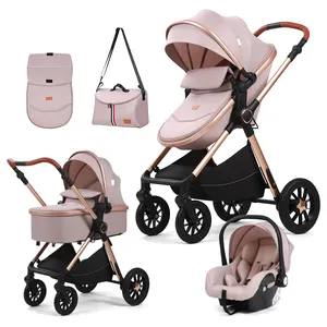 Coches Para Bebes。高級キャリッジベビーカーベビー4In1キンダーワーゲン折りたたみ式ベビーカー乳母車3In1カーシート付き