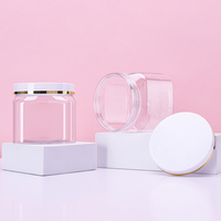 EN STOCK Promotion Exceptionnelle Pot en Plastique Transparent de Qualité Alimentaire 350ml pour Crème Cosmétique et Bonbons avec Couvercle Doré