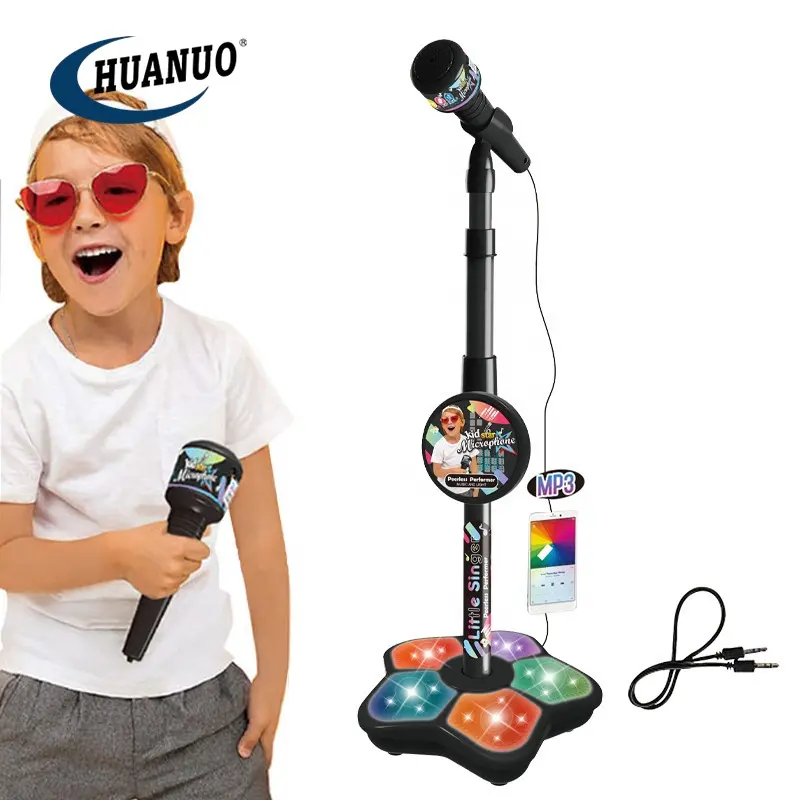 Instrument de musique multifonction pour enfants, jouets de karaoké, microphone simple avec 5 lumières, 2022