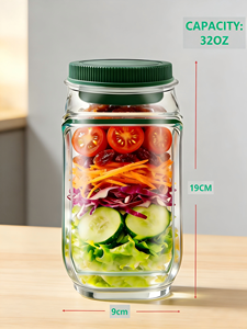 Boîte à salade multicolore améliorée, ouverture latérale carrée, couvercle hermétique, sans BPA, qualité alimentaire, 1000 ml, préparation de repas, salle de sport, restaurants - Product Image 2