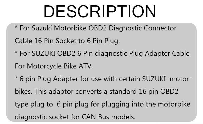 Factory OBD Motorcycle Cable For Suzuki 6 Pin Plug Cable Diagnostic Cable for Suzuki