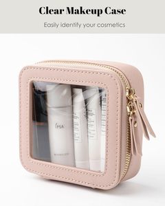 Borsa Cosmetica <span class=keywords><strong>Trasparente</strong></span> in PVC e Pelle PU di Grande Capacità, Portatile con Cerniera, Impermeabile - Product Image 2