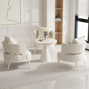 طاولة مفاوضات بيضاء نقية على شكل كريم للاستقبال ، مجموعة كراسي بسيطة للمنازل والفنادق ، مبيعات الاجتماعات والمكاتب ، طاولة صغيرة للقطط - Product Image 1