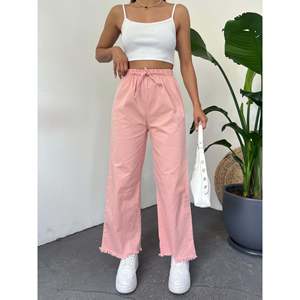 กางเกงขายาวทรงปาลาซโซ่ผ้าแคนวาสระบายอากาศได้ดี แต่งชายรุ่ย ดีไซน์สวยหรู สี DO สำหรับผู้หญิง - Product Image 3