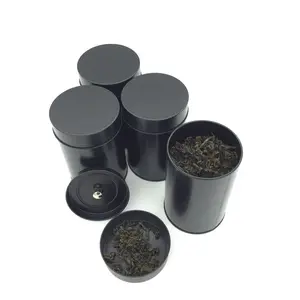 Grosir kaleng logam bulat ramah lingkungan kotak kaleng teh cetak khusus untuk penggunaan makanan