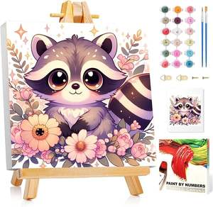 Набор для рисования по номерам для детей с рамкой, краска енота по номерам с рамкой, краска по номерам для детей для подарков и домашнего декора - Product Image 2