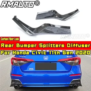 For Honda Civic 11th Gen 2022 Body Kit Rear Bumper <b>Lip</b> <b>Splitters</b> Diffuse Carbon Fiber Look Sport Style Car Accessories - Product Image 4