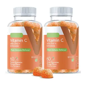 OEM Private Label Vegan Vitamin C Gummies Plus Zinc dan Echinacea 3 In 1 Dukungan Kekebalan Tubuh Meningkatkan Energi Suplemen Makanan Herbal