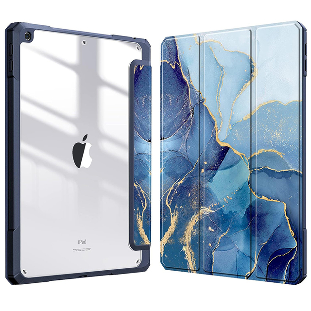 Tri-Fold Case for iPad 9th/8th/7th Gen (2021/2020/2019) 10.2 Inch & iPad case Cover with Acrylic Lilac Marble