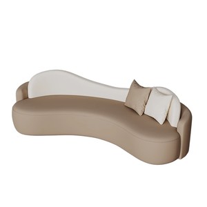 طقم كنبات زاوية عصري فاخر بتصميم منحني من الجلد الصناعي، قابل للتعديل بإسفنج عالي الكثافة، مثالي للمكاتب والمساحات العصرية - Product Image 5