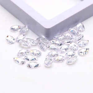 Wuzhou Yingma Lab Tạo Ra Đá Quý Màu Trắng Cz Đá Quý Hình Quả Lê Hoa Hồng Cắt Phẳng Lưng <span class=keywords><strong>Zirconia</strong></span> - Product Image 2