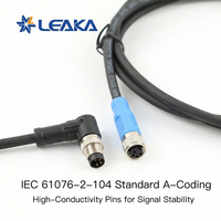 كابل Leaka M8 ذو 4 دبابيس بزاوية قائمة، تصنيع متكامل بالكامل، شعار مدمج مصبوب، يدعم OEM وODM