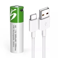 SMARTOOOLS Baterai Lithium-Ion AA Isi Ulang Tipe-C 1.5V 4 Buah 2600mWh Kabel Pengisi Daya Tipe-C untuk Garansi 2 Tahun Stok Tersedia
