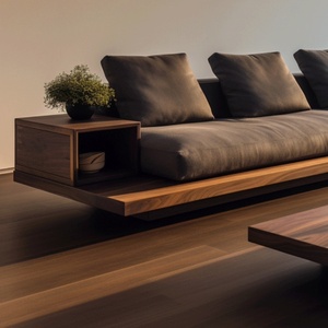 Song's Aesthetic Solid Wood One Seat Straight Row North American Black Walnut Hemp Cover <strong>Sofa</strong> High-Density <strong>Sponge</strong> <strong>for</strong> Living - Product Image 4