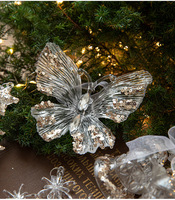 Pendentifs flocons de neige en acrylique à paillettes transparentes, décorations suspendues pour sapin de Noël, fournitures de décoration pour fête de Noël