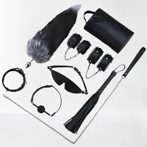 Set Of 7 BDSM Kit - Bondage Kit With Nipple Clamps And Sex Whips