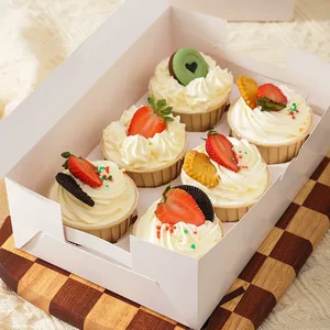Elegante Caja <span class=keywords><strong>para</strong></span> Pasteles y Galletas de Panadería, Caja Individual con Tapa Abatible, Cartón Color Marfil, Laminado Mate, Caja Cuadrada <span class=keywords><strong>para</strong></span> Galletas con Ventana - Product Image 2
