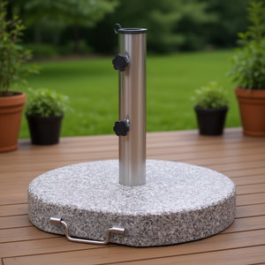 Base de Granito para Sombrilla de Patio, Poste de Acero Inoxidable, Mueble Redondo para Exteriores, Diseño Elegante para Jardín o Terraza - Product Image 2