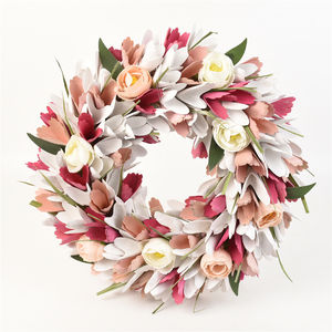 最高品質の赤い手作りホームデコレーションバレンタインデーハートフラワーリース - Product Image 2