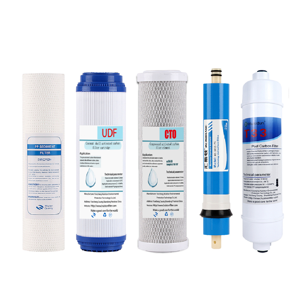 PP UDF CTO RO membran air T33, Filter air 5 tahap terbalik sistem Filter air Osmosis untuk peningkatan kualitas air