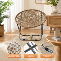 ROPECUBE Chaise pliante en polyester tressé pour intérieur et extérieur, chaise lune portable, chaise de relaxation, utilisation multi-scènes