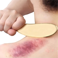 Outil de massage corporel Gua Sha incurvé en laiton pur doré, surface miroir, pour soulagement du stress à domicile