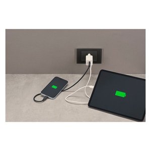 Caricabatterie USB Type-A & Type-C 30W GaN White MultiPower PD <b>5V</b>/2.4A USB Wall Charger with Cable ACHKITC2CGAN30TABW - Product Image 2