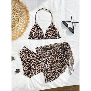 FOXA Girls 3 Piece <b>Bikini</b> <b>Set</b> Halter <b>Triangle</b> With Cover Up Skirt Digital Print Spandex Polyester Swimwear - Product Image 2