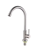 Robinet de cuisine moderne en acier inoxydable 304, finition brossée, avec douchette latérale, pour hôtels, rotation à 360 degrés, commande par bouton-poussoir, monotrou