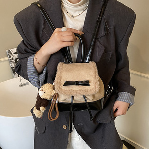 Mini <b>Backpack</b> For Women Spring 2026 Retro Bucket Bag <b>Lightweight</b> Soft Handle Everyday Outfits White Khaki Coffee Red - Product Image 3