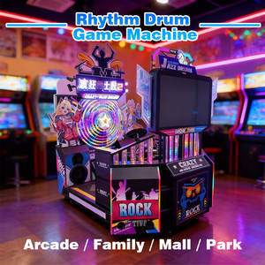 Machine de jeu d'arcade de musique de tambour de rock fou | Simulateur de tambour de battement de rythme de 2 joueurs avec des lumières de LED pour le centre d'amusement - Product Image 2