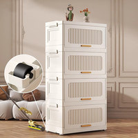 Organizador de Ropa Rectangular de Plástico Moldeado por Inyección, Plegable, de 6 Niveles, con Tapa, Capacidad de 35L, Estilo Americano, Personalizable