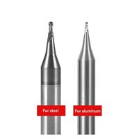 Fraise à micro-embout sphérique en carbure pour routeur CNC et machine à PCB, 2 cannelures, revêtement titane, 3 mm (longueur utile), en tungstène