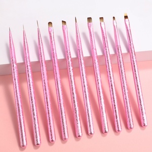 10PCS Acrylic Soft Nylon Nail <b>Brushes</b> Custom logo Fashionable DIY Nail Art Beauty Painting Line Pen with Lids for Nail Supplies - Product Image 2