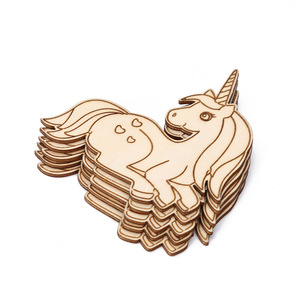 Wooden <b>Unicorn</b> Craft Shapes 10pcs Laser Cut DIY Decor For Kids Party Christmas Tree Home <b>Decoration</b> - Product Image 1