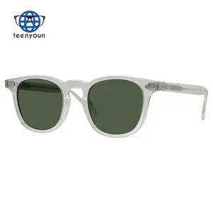 Teenyoun New Sun Glasses Customized Unisex Style Retro All Black Acetate Sunglasses Eyewear