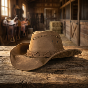 Sombrero de Cuero Genuino de Primera Calidad, Estilo Vintage, Personalizado, Informal, para las Cuatro Estaciones, Unisex, para Adultos, para la Playa, Viajes, Ciclismo, Equitación - Product Image 1