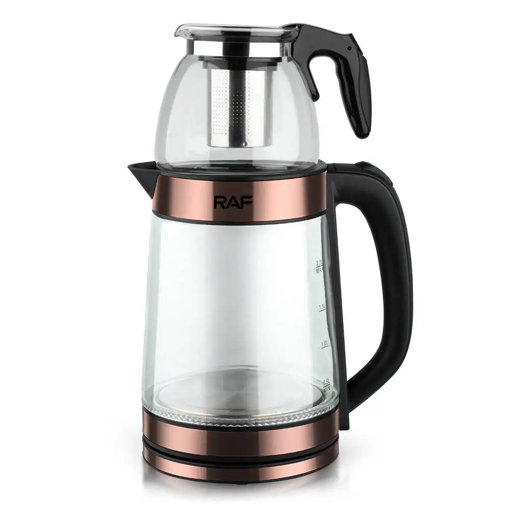 Popular 2.2L Russian Glass Water Kettle Tea Maker Turkish Teapot Electric Tea Kettle with Infuser