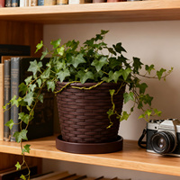 Pot de fleurs en plastique PP durable, design traditionnel, avec trou de drainage, capacité de 2,76 L, pour plantes d'intérieur/extérieur, jardinières d'extérieur