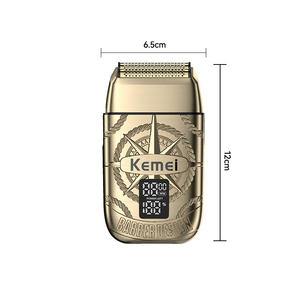 เครื่องโกนหนวดไฟฟ้าเคเมอิ 12 ซม. ตัวเครื่องโลหะ จอแสดงผลดิจิตอล เครื่องเล็มหนวดเคราแบบชาร์จไฟได้สำหรับผู้ชาย - Product Image 1