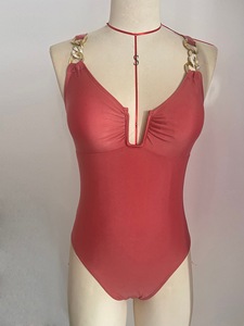Women's Coral Deep V One Piece Swimsuit Quick Dry designer swimsuit luxury custom logo swimsuit one piece women swim suit - Product Image 4